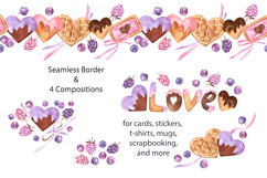 Valentine Cookies Watercolor Clipart and Patterns Product Image 2
