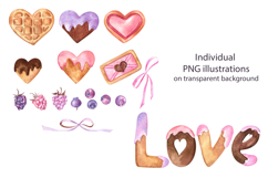 Valentine Cookies Watercolor Clipart and Patterns Product Image 4
