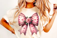 Valentines Coquette Bow PNG, Valentine's Day Bow PNG, Hearts Product Image 2