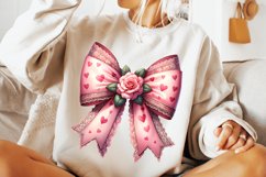 Valentines Coquette Bow PNG, Valentine&#039;s Day Bow PNG, Hearts Product Image 3