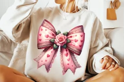 Valentines Coquette Bow PNG, Valentine's Day Bow PNG, Hearts Product Image 3
