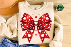 Valentines Coquette Bow PNG, Valentine&#039;s Day Bow PNG, Hearts Product Image 3
