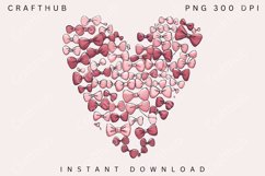 Valentine Coquette Heart PNG, Bow Heart png, Valentine Bow Product Image 1