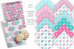 Valentine Couple of Hearts Seamless Digital Paper Set of 12