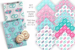 Valentine Couple of Hearts Seamless Digital Paper Set of 12
