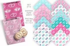 Valentine Couple of Hearts Seamless Digital Paper Set of 12