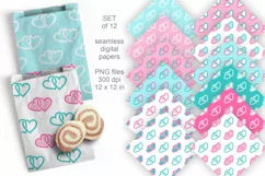 Valentine Couple of Hearts Seamless Digital Paper Set of 12