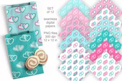 Valentine Couple of Hearts Seamless Digital Paper Set of 12