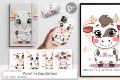 Digital Paper Valentine Cow Cartoon Product Image 1