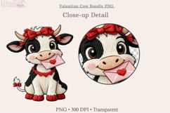 Valentine Cow Faux yarn Bundle PNG, Cute Romance Cow Clipart Product Image 7