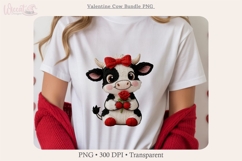 Valentine Cow Faux yarn Bundle PNG, Cute Romance Cow Clipart Product Image 8