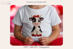 Valentine Cow Faux yarn Bundle PNG, Cute Romance Cow Clipart Product Image 9
