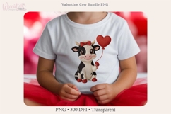 Valentine Cow Faux yarn Bundle PNG, Cute Romance Cow Clipart Product Image 4