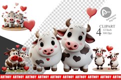 Valentine Cow Clipart Product Image 1