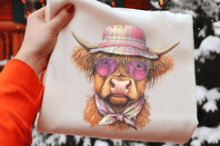 Valentine Cowboy Highland Cows Clipart, 4 Animal sublimation Product Image 2