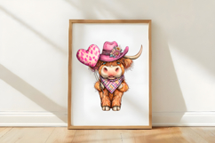 Valentine Cowboy Highland Cows Clipart Product Image 3