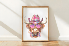 Valentine Cowboy Highland Cows Clipart, 4 Animal sublimation Product Image 3