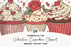 Valentine Cupcakes Clipart Product Image 1