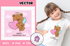 Cupid teddy bear clipart: Lovely valentine animals kawaii Product Image 1