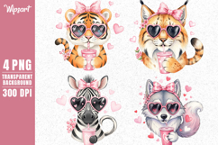 Valentine Cute Animals Clipart PNG