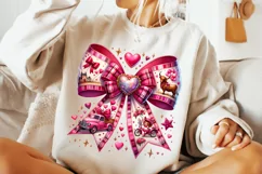 Valentines Howdy Coquette Bow PNG, Valentine's Day Bow PNG Product Image 1