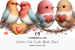 Valentine Cute Couple Birds Clipart Product Image 1