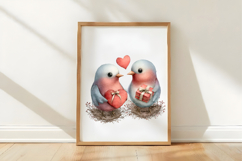 Valentine Cute Couple Birds Clipart Product Image 3