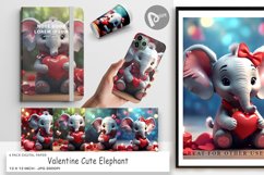 Digital Paper Valentine Cute Elephant Product Image 1