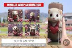 Tumbler Sublimation Wrap Valentine Cute Ferret Product Image 1