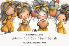 Valentine Cute Girl Clipart Png Product Image 1