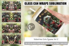 Glass Can Wraps Valentine Cute Iguana Product Image 1