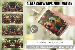 Glass Can Wraps Valentine Cute Macaw Bird Product Image 1