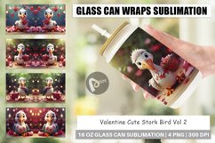 Glass Can Wraps Valentine Cute Stork Bird Product Image 1