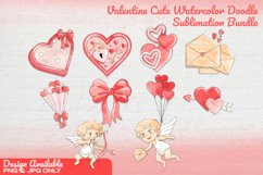 10 Valentine Cute Watercolor Doodle Sublimation Bundle Product Image 1