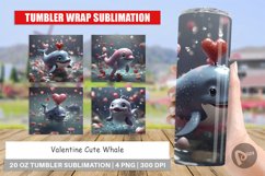 Tumbler Sublimation Wrap Valentine Cute Whale Product Image 1