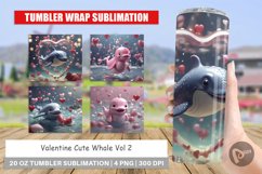 Tumbler Sublimation Wrap Valentine Cute Whale Product Image 1