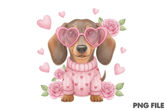 Valentine Dachshund Dog PNG Product Image 1