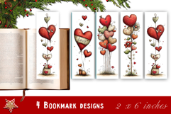 Watercolour Valentine Day animals Bookmarks Sublimation Product Image 1