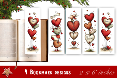 Watercolour Valentine Day animals Bookmarks Sublimation Product Image 1