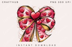 Valentine&#039;s day Heart Coquette bow Png, Retro Valentine PNG Product Image 2