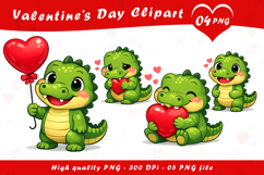 Valentines Crocodile Clipart PNG Product Image 1