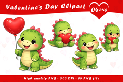 Valentines Dinosaur Clipart PNG Product Image 1