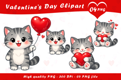 Valentines Cat Clipart PNG Product Image 1