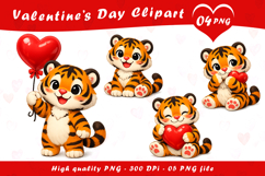 Valentines Tiger Clipart PNG Product Image 1