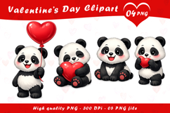 Valentines Panda Clipart PNG Product Image 1
