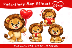Valentines Lion Clipart PNG Product Image 1