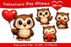 Valentines Owl Clipart PNG Product Image 1