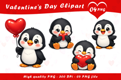 Valentines Penguin Clipart PNG Product Image 1