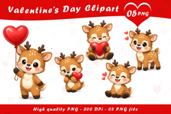 Valentines Deer Clipart PNG Product Image 1