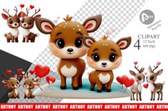Valentine Deer Clipart Product Image 1